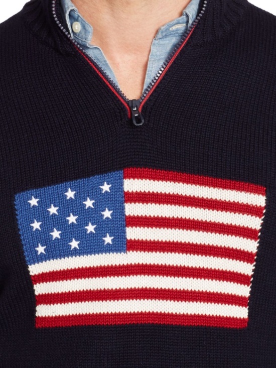 Polo Ralph Lauren Other - Ralph Lauren Polo Navy USA Flag Quarter-Zip Sweater [Unisex Size XL]